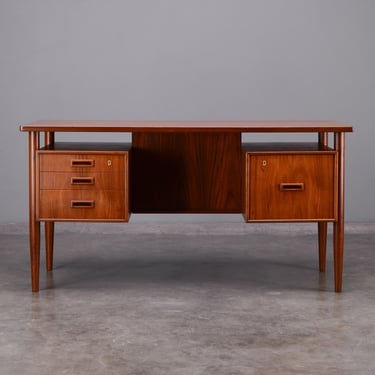 5ft HP Hansen Desk with Drawers and Floating Top Teak Mid Century Danish Modern 