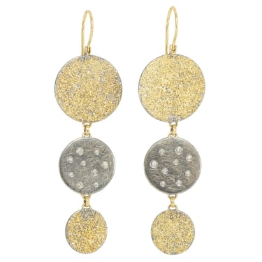Dusted Scattered Diamond Drop Earrings - 22ky, 18ky, Oxidized Silver + VS Diamonds