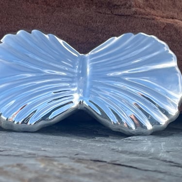 Los Ballesteros ~ Vintage Mexico Sterling Silver Double Seashell Opened Clam Brooch / Pin 