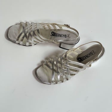 Silver Strappy Heels 8.5
