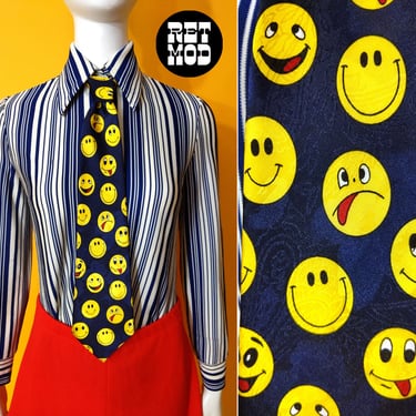 Silly Happy Face Novelty Neck Tie - Vintage 80s/90s 