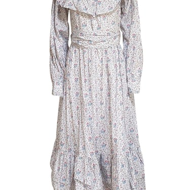 Batsheva - White w/ Blue & Pink Floral Long Sleeve Maxi Dress Sz 6