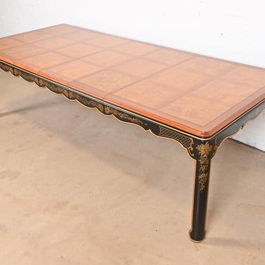 Kindel Furniture Hollywood Regency Chinoiserie Extension Dining Table, Newly Refinished