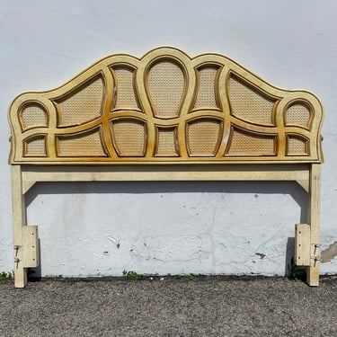 Vintage Headboard Full Queen Bed Cane Hollywood Regency Country French Provincial Shabby Chic Boho Vintage Rococo Bedroom CUSTOM PAINT AVAIL 
