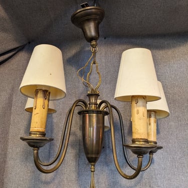 Vintage Classic American 5 Arm Brass Chandelier