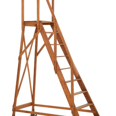 Vintage Wood Library Ladder