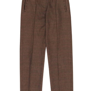 Ralph Lauren- Brown & Red Plaid Pleated Straight Leg Pants Size 4P