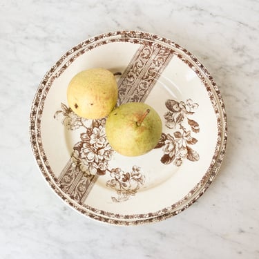 Round Transferware Platter with Apple Blossoms