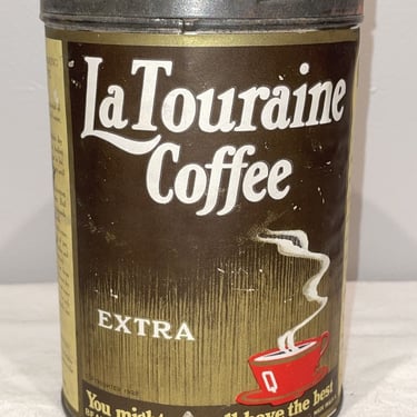 LaTouraine Brand Coffee Tin Paper Label W.S. Quincy Co. New York,Philadelphia Vinatge collectible tins, coffee can, vintage kitchen decor 