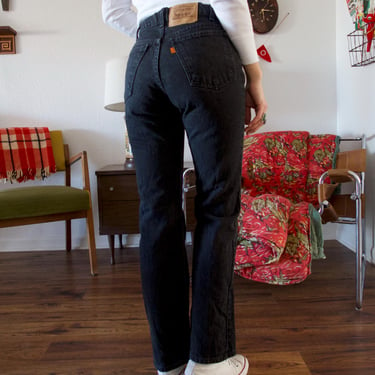 Vintage Levi's Strauss Orange Tab Boot Cut Black Denim Jeans 