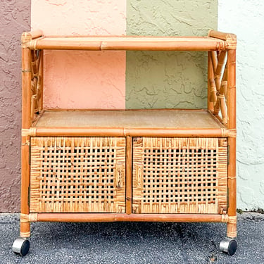 Chippendale Rattan Bar Cart