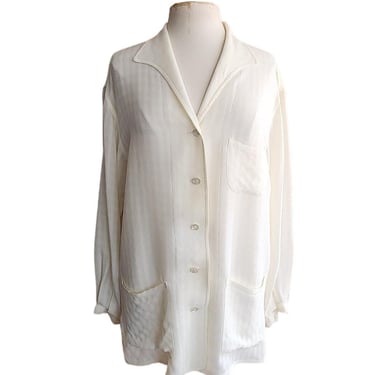 Vintage 90s Armani Le Collezioni Jacket Cream Stripe 