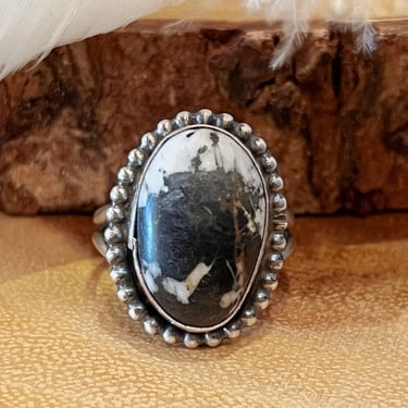 WHITE BUFFALO OBSCURA Turquoise Silver Ring | Sterling Statement Ring | Navajo Native American Jewelry, Southwestern, Bohemian | Size 9 1/2 