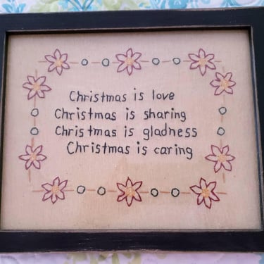 Christmas Poems Vintage framed needlework Christmas Wall Hangings Mantle decorations 