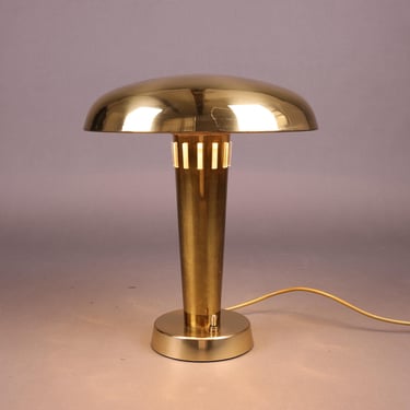 Vintage Gold Mushroom Table Lamp | Art Deco Style Accent Lamp | Brass-Colored Mid-Century Modern Lighting for Office or Bedroom 