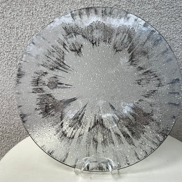 Vintage Dorothy Thorpe Mid  Century modern Atomic medium round tray platter plate starburst silver metallic size 13.5” x 1” 