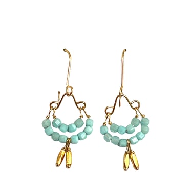 Debbie Fisher | Amazonite and Gold Vermeil Beads on Gold Fill Wire Earrings