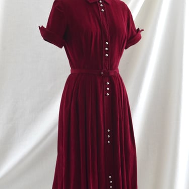 Vintage 1950's  Berry Corduroy Dress