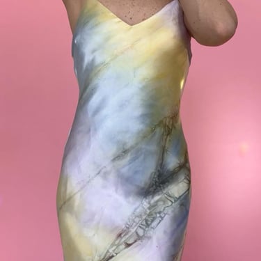 VTG Y2K Pastel Marbled Satin Gown 