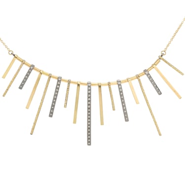 Decidedly Deco Diamond Necklace  - 22ky, 18ky, Oxidized Silver + VS Diamonds