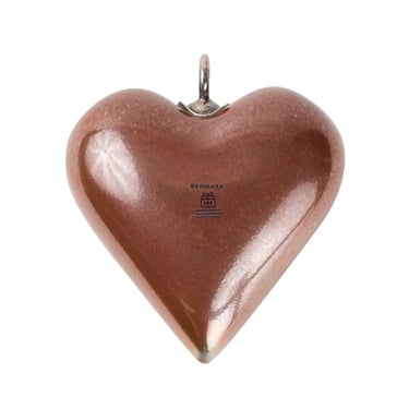 Royal Copenhagen 1970s Vintage Large Brown Heart-Shaped Pendant 