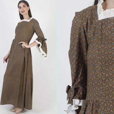 Southern Belle Dress, Vintage Trumpet Sleeve, Country Western Maxi, Old Fashion Farm Style 