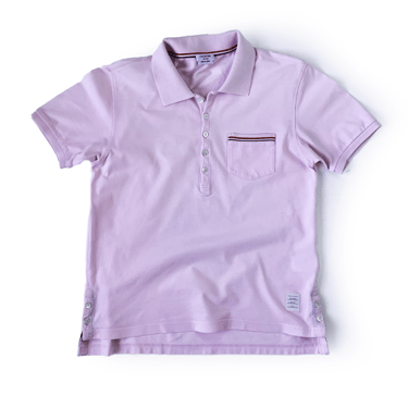 THOM BROWNE PINK COTTON POLO SHIRT MADE IN JAPAN
