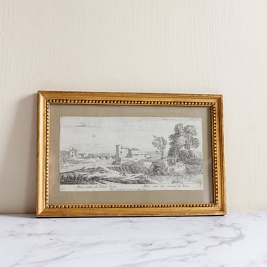 framed 17th century engraving, “autre veuë des environs de Rome”