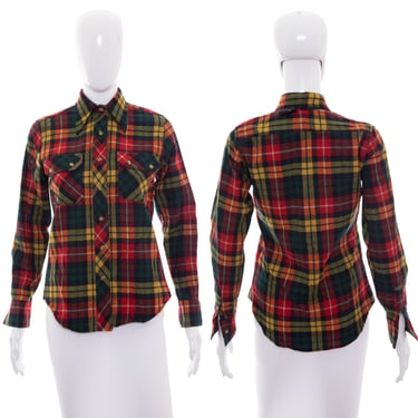 1970's Country Stables Plaid Wool Over Shirt Size S