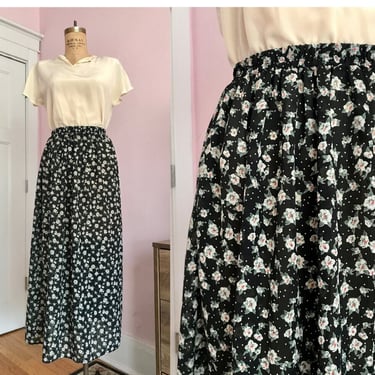 1990's Size 10/12 Breezy Floral Midi Skirt 