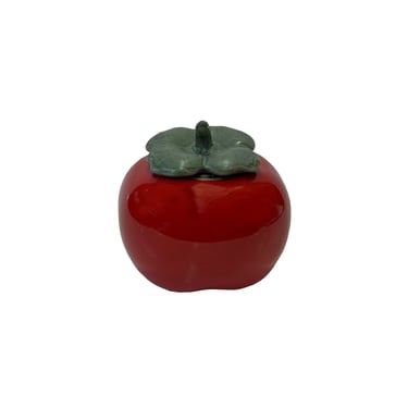 Chinese Red Ceramic Small Persimmon Shape Display Lid Container ws3085CE 