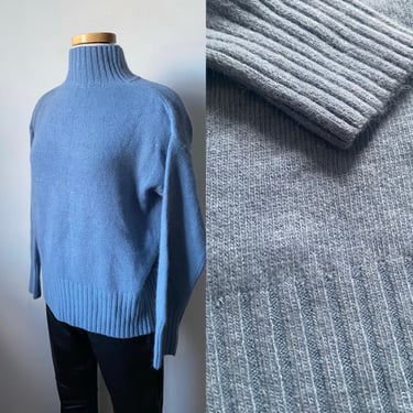 Light Blue Fuzzy Boxy Turtleneck Sweater 