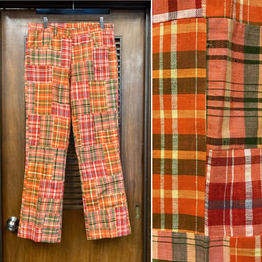 Vintage 1960’s Madras Plaid Cotton Krazy Mod Pants Trousers, 60’s Trousers, 60’s Mod Style, 60’s Cotton Pants, Vintage Clothing 