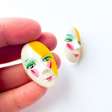 80s Painted Mask Earrings