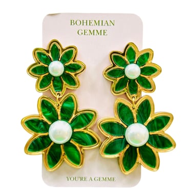 Sample Sale Green Flower Earrings