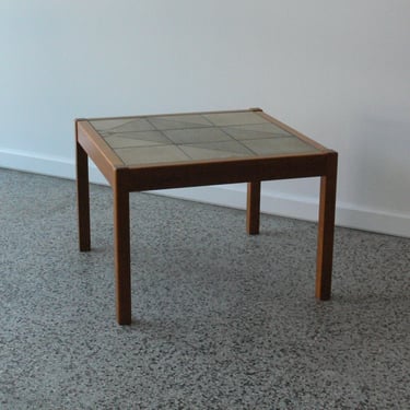 Danish Teak & Ceramic Tile End Table by Gangso 