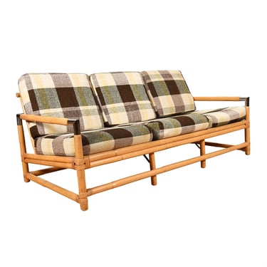 Bamboo + Rattan 3-Seat Sofa with Chrome Accents