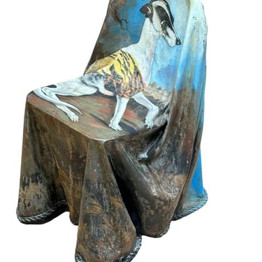 Ghost Drapery Chair with Painted Dog by Reginald Baxter, 1970