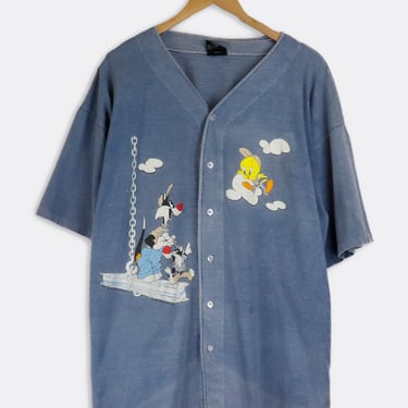 Vinage 1994 Looney Tunes Tweety And Sylvester Button Up Jersey Sz XL