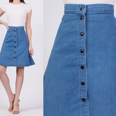 70s Denim A-Line Mini Skirt - Extra Small, 25