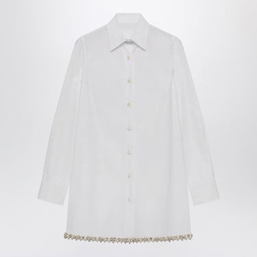 Prada White Poplin Shirt With Rhinestones Women