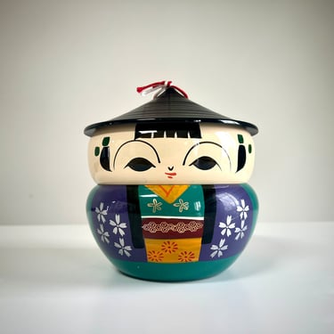 Vintage Kokeshi Jubako Bento Box 