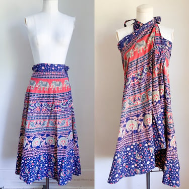 Vintage 1970s Indian Cotton Wrap Skirt / M 