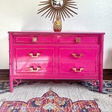 CUSTOMIZABLE Thomasville Allegro Faux Bamboo Dresser/Changing Table/Credenza To Be Lacquered in the Color of Your Choice 