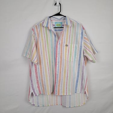 Vintage 80s Rainbow Button Down Shirt 