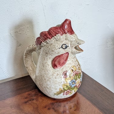 Vintage Italian Ceramic Rooster Pitcher 