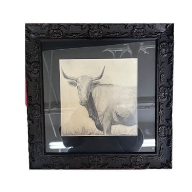 framed bull sketch