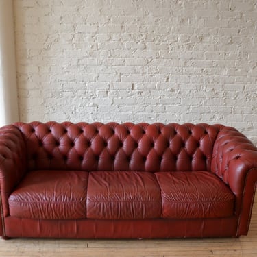 Vintage Italian Leather Tufted Chesterfield Sofa
