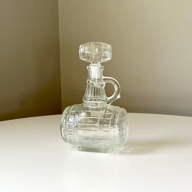 Vintage Clear Glass Barrel Shaped Liquor Decanter by Deutsches Erzeugnis 