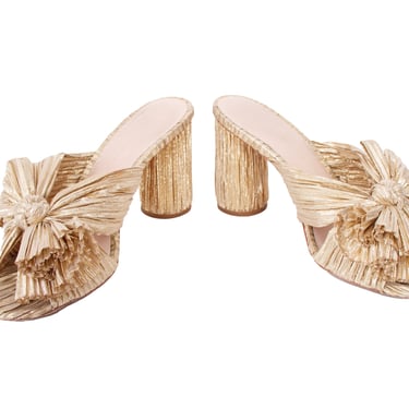 Loeffler Randall Gold Plissé Sandals